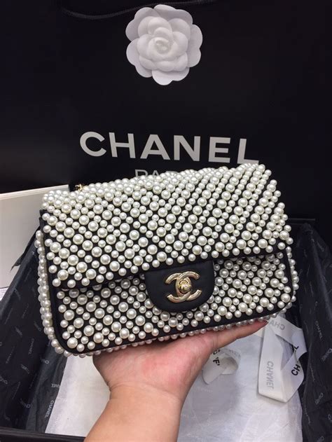 chanel pearls flap bag|Chanel flap bag price.